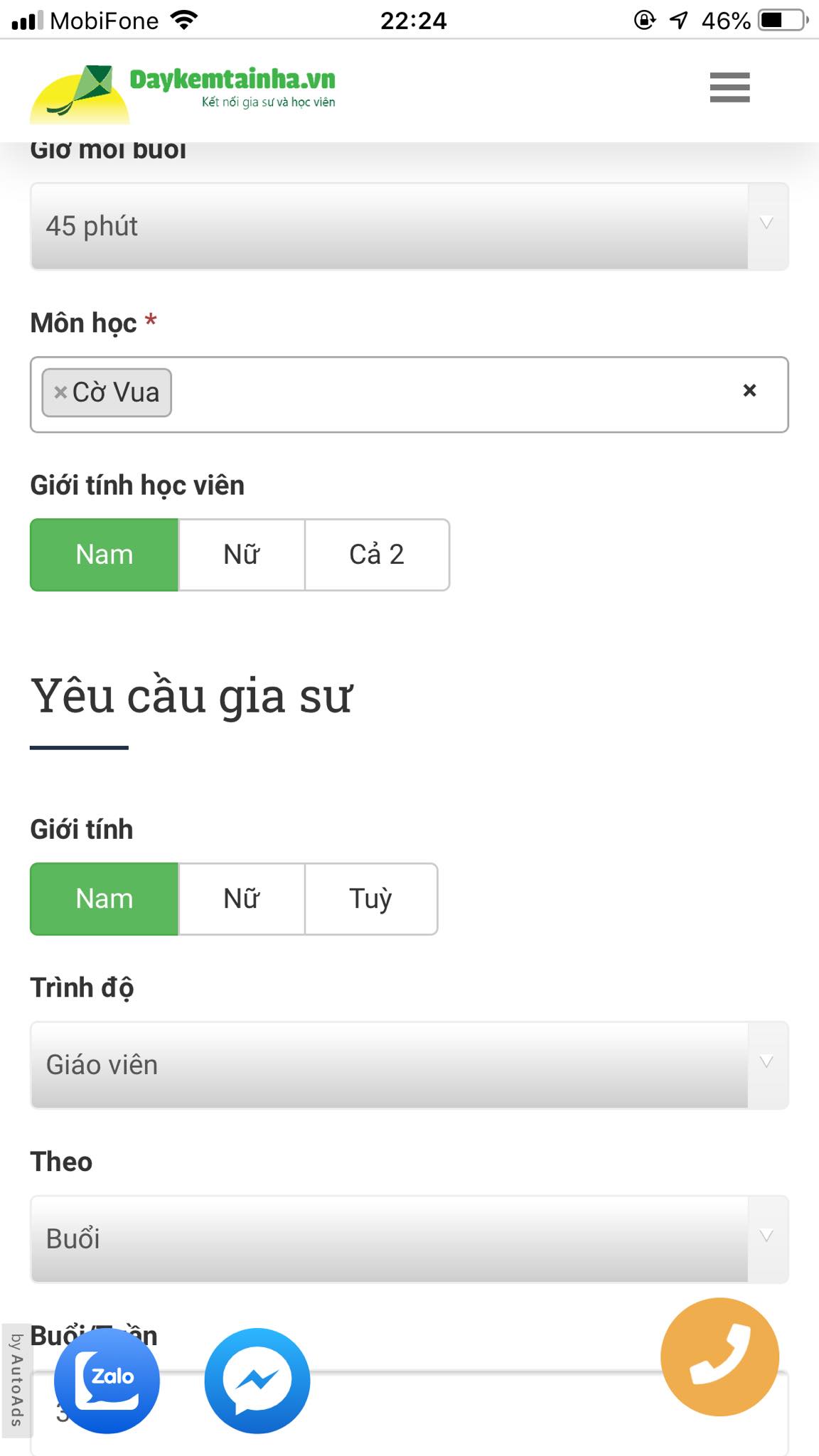 Học phí cờ vua